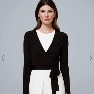 WHBM Black wrap shrug NWT